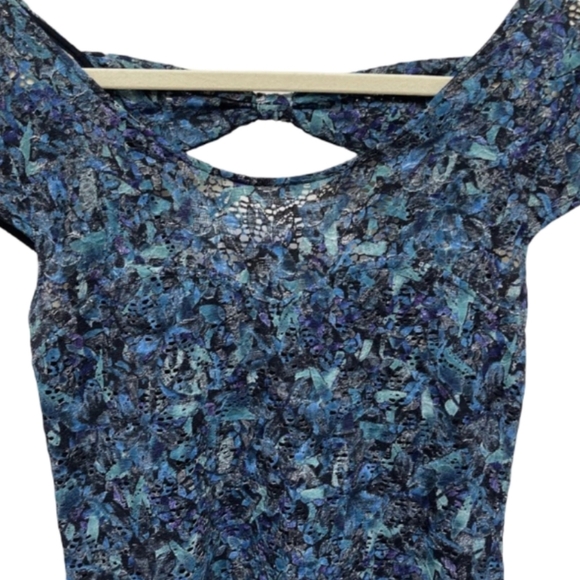 NWT Free People Everything Nice Cap Sleeve Mini Dress Midnight Blue Size 12 - Picture 4 of 10